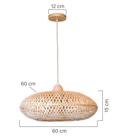Medidas do Lúminaria Pendente Rattan de Palha Nova Guine Detalhes